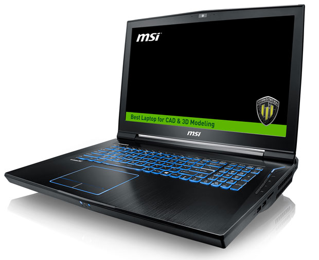 MSI's new WT73VR mobile workstation, a desktop workstation replacement, can handle demanding CAD, CAM and virtual reality applications. Image courtesy of MSI Computer Corp.