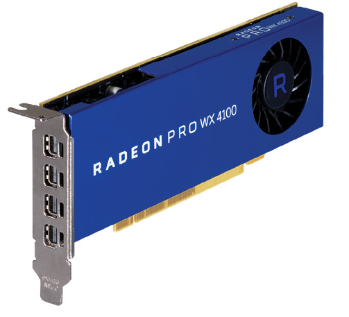 Fig. 1: The AMD Radeon Pro WX 4100 low-profile workstation graphics card. 