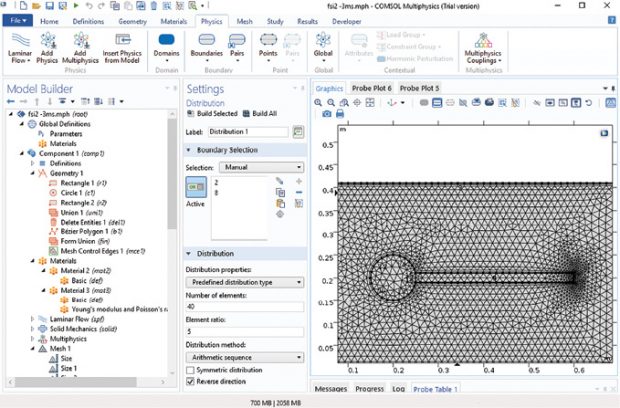 Fig. 1: COMSOL user interface. Images courtesy of Tony Abbey.